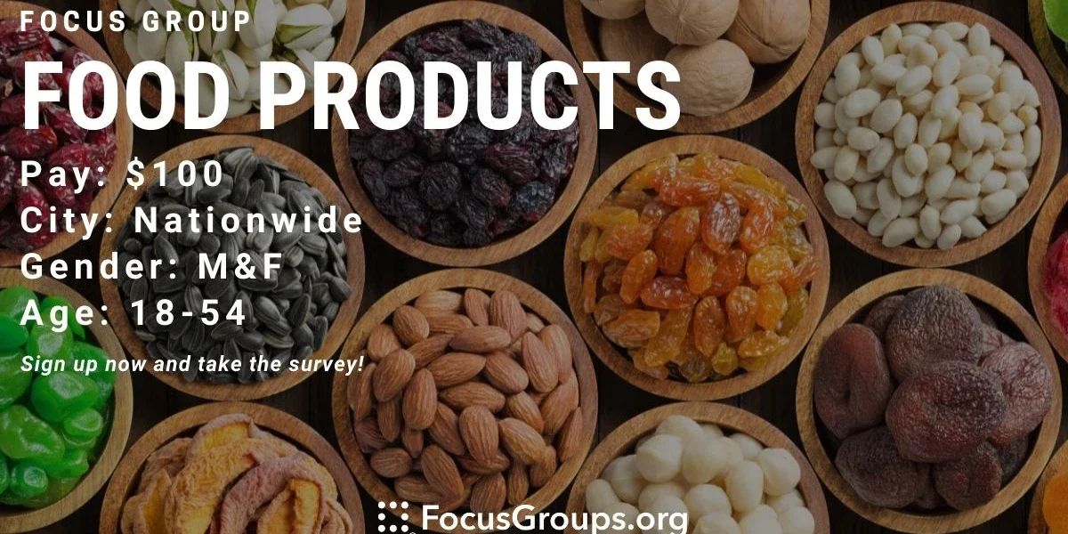 Tocus Food Focus Group on Food Products - $100 - 03/05/2022
