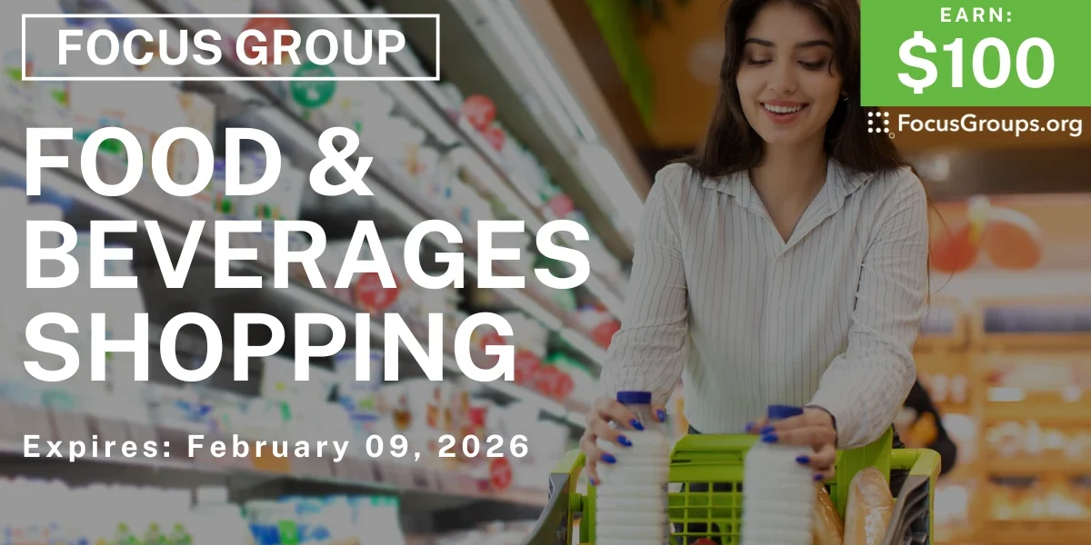 Tocus Food Focus Group on Food & Beverages Shopping - $100