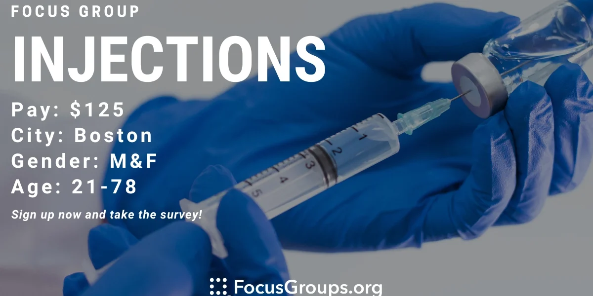 Focus Group on Injections in Boston - $125 - 10/14/2023