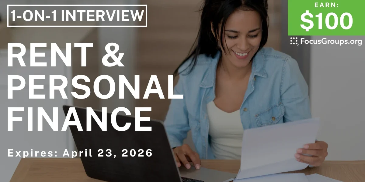 1007 Rent Study Research Study on Rent & Personal Finance - $100