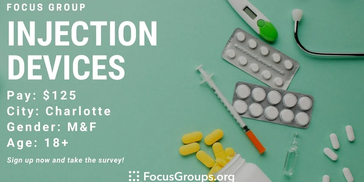 Focus Group for Caregivers on Injection Devices in Charlotte - $125 ...