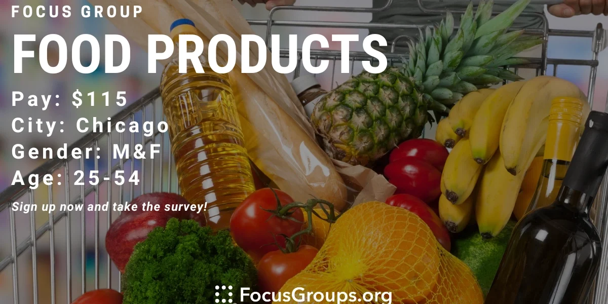 Tocus Food Focus Group on Food Products in Chicago - $115 - 10/11/2023