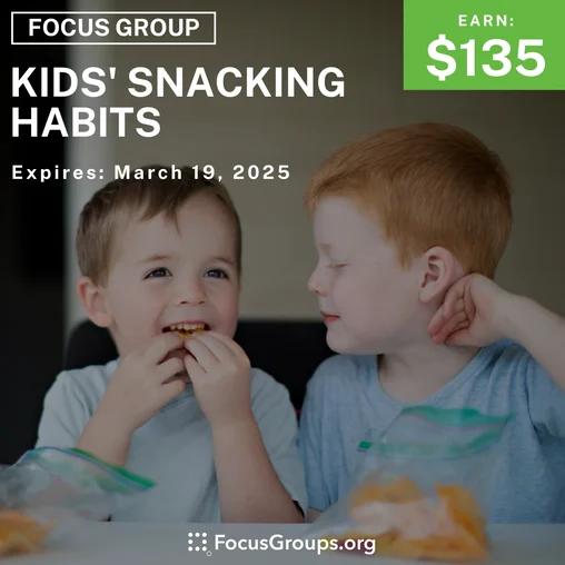 Focus Group for Parents on Kids' Snacking Habits