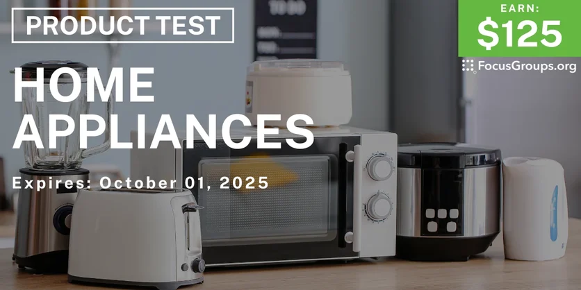 Product Test in Charlotte on Home Appliances - $125 - $125 - 09/22/2025