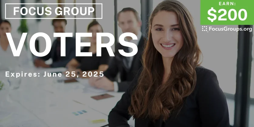 Focus Group in Ohio for Voters - $200 - 06/10/2025