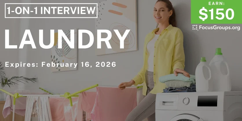Research Study in Cincinnati on Laundry - $150 - $150 - 01/27/2026