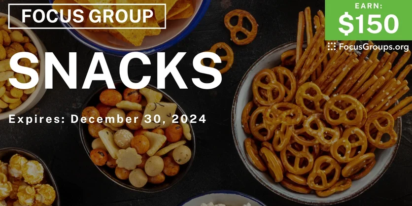 Focus Group on Snacks - $150 - 12/04/2024