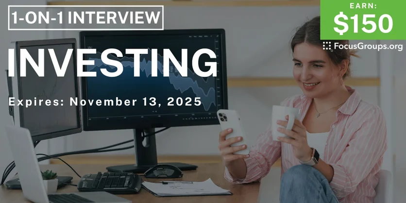 Research Study in Jersey City on Investing - $150 - $150 - 11/06/2025