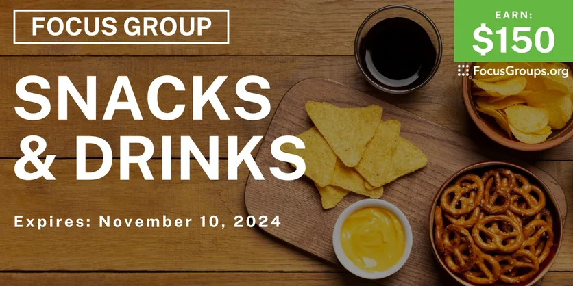 Focus Group in Charlotte on Snacks & Drinks - $150 - 10/29/2024