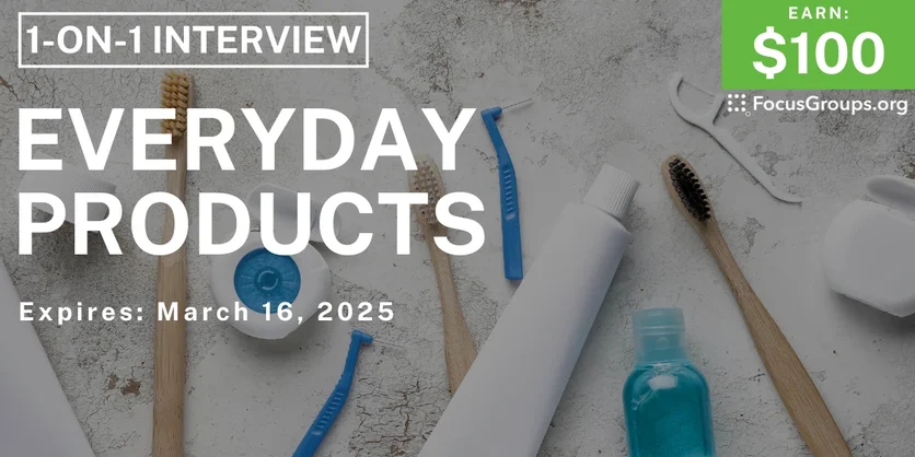 Research Study in New Jersey on Everyday Products - $100 - 03/11/2025