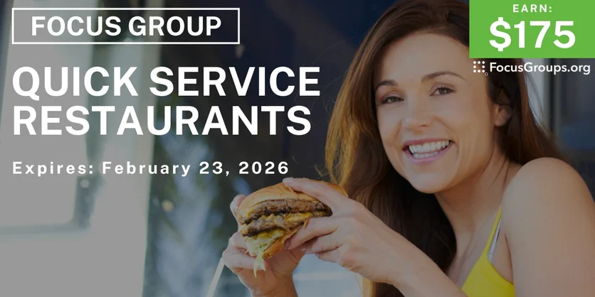 Quick Service Restaurants Study in Irvine - $175 - $175 - 01/30/2026