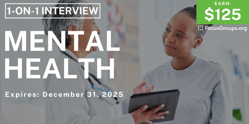 Mental Health Research Study - $125 - $125 - 12/22/2025