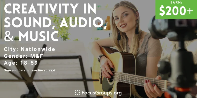 Interview on Creativity in Sound, Audio, and Music - $200-$500 - 02/22/2024