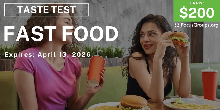 Taste Test in Irvine on Fast Food - $200 - $200 - 04/08/2026