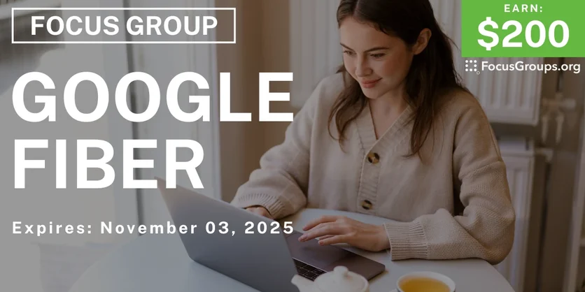 Graphic promoting Focus Group in Raleigh on Google Fiber, $200 payout, happening November 04, 2025