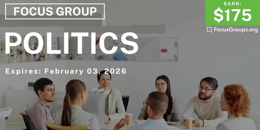 Focus Group in Chicago on Politics - $175 - $175 - 01/27/2026