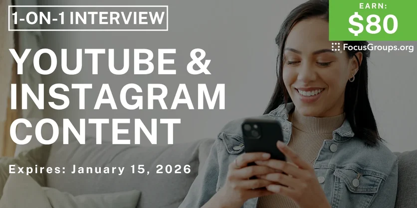 YouTube & Instagram Content Research Study - $80 - $80 - 01/14/2026