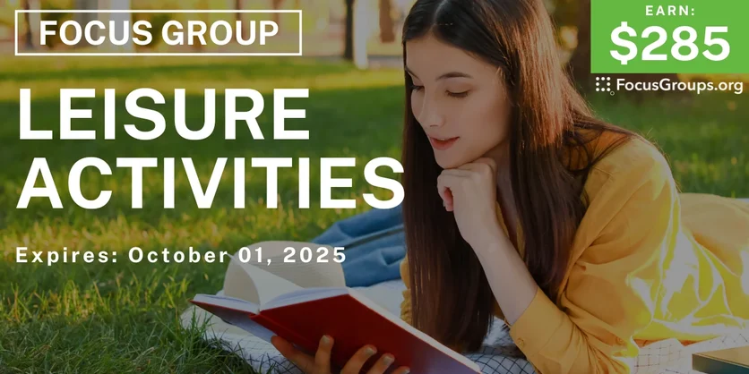 Focus Group in Tampa on Leisure Activities - $285 - $285 - 09/01/2025