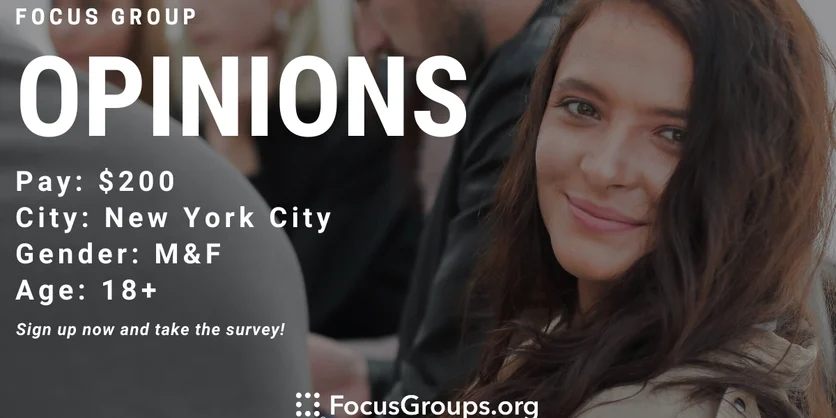 Focus Group on Opinions in NYC - $200 - 10/19/2022