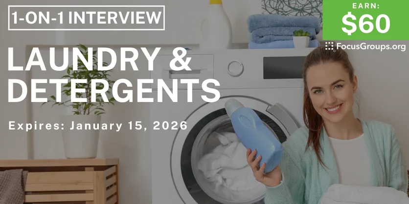 Research Study on Laundry & Detergents - $60 - $60 - 01/08/2026