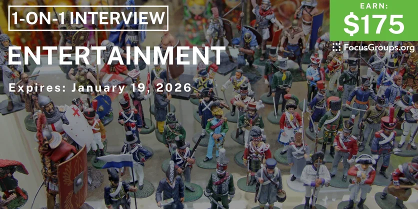 Research Study in Irvine on Entertainment - $175 - $175 - 01/13/2026