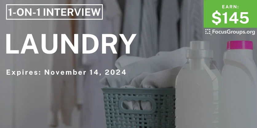 Research Study on Laundry - $145 - 11/06/2024
