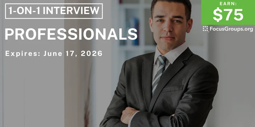 Research Study for Professionals - $75 - $75 - 06/10/2026