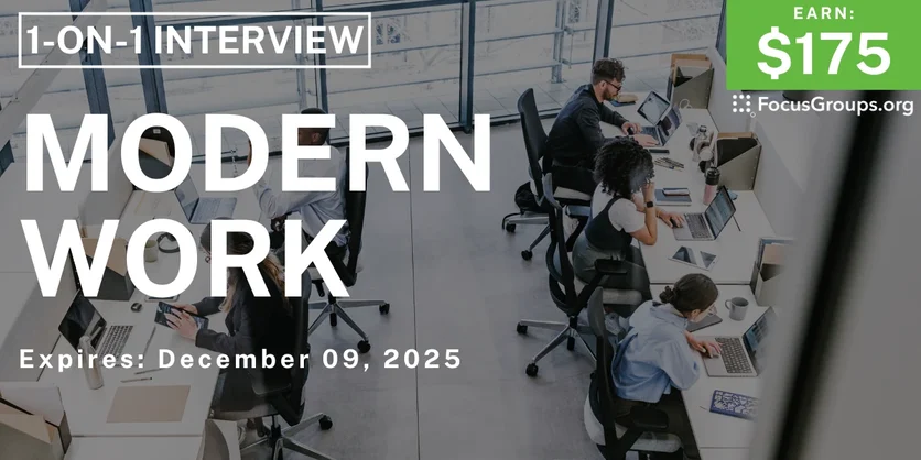 Research Study in SF on Modern Work - $175 - $175 - 11/24/2025