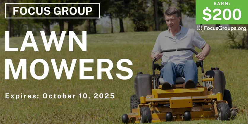 Focus Group in Atlanta on Lawn Mowers - $200