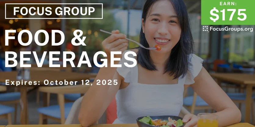 Focus Group in Tampa on Foods & Beverages - $175 - $175 - 09/29/2025