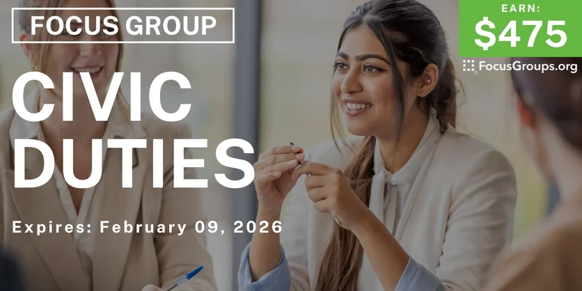 Focus Group in Boston on Civic Duties - $475 - $475 - 01/15/2026