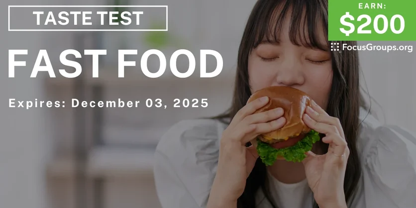 Taste Test in Irvine on Fast Food - $200 - $200 - 11/28/2025