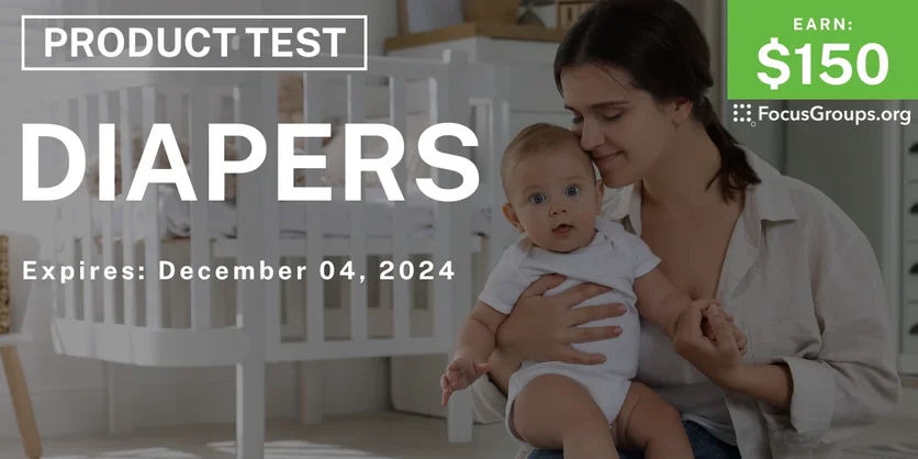Product Test for Moms in Detroit on Diapers - $150 - 11/12/2024