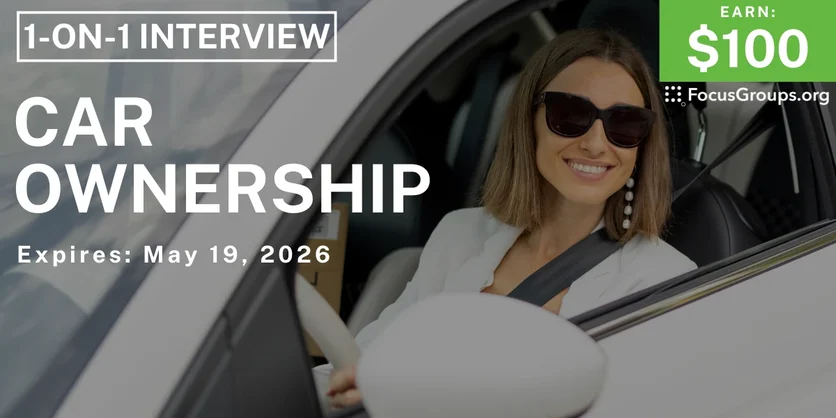 Research Study on Car Ownership - $100 - $100 - 05/12/2026
