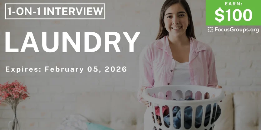 Research Study in Kansas City on Laundry - $100 - $100 - 02/04/2026