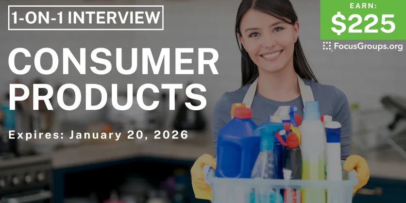 Consumer Product Study in Cincinnati - $225 - $225 - 01/12/2026