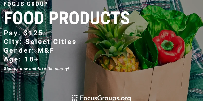 Focus Group on Food Products - $125 - 10/12/2023