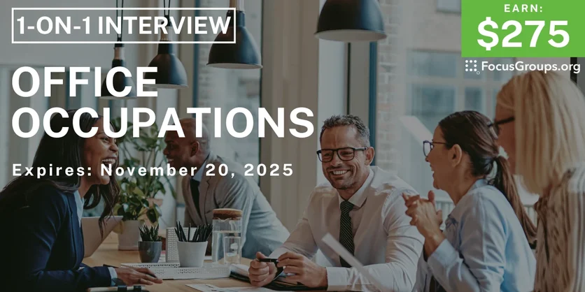 Research Study on Office Occupations - $275 - $275 - 11/13/2025