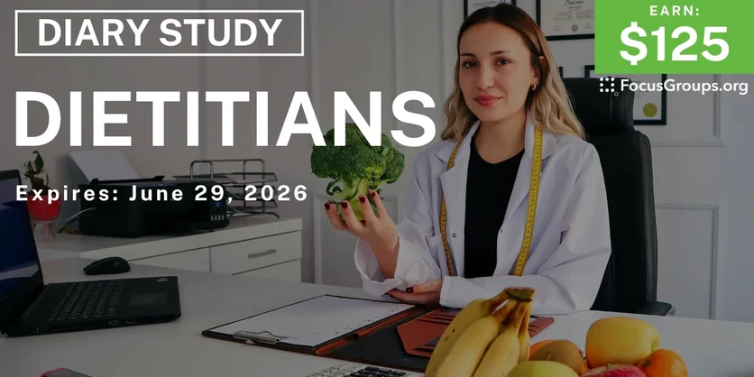 Research Study for Dietitians - $125 - $125 - 06/16/2026