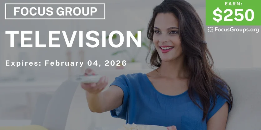 Focus Group in New Jersey on Television - $250 - $250 - 01/16/2026