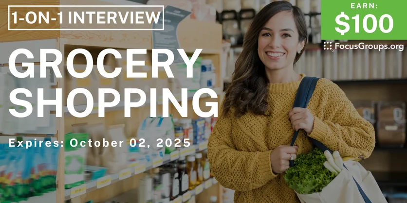 Research Study in Minneapolis on Grocery Shopping - $100 - $100 - 09/25/2025