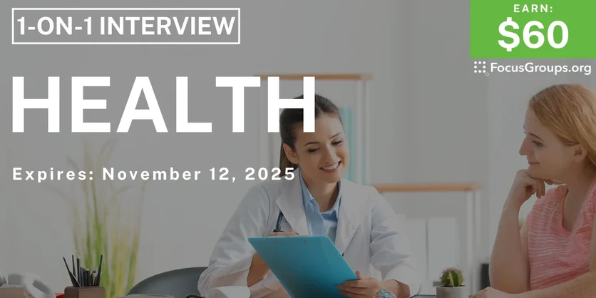 Research Study on Health - $60 - $60 - 10/29/2025