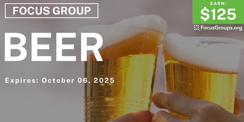 Focus Group in Tampa on Beer - $125 - $125 - 09/23/2025