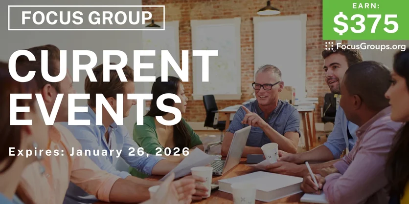 Focus Group in Sunnyvale on Local Issues - $375 - $375 - 01/07/2026