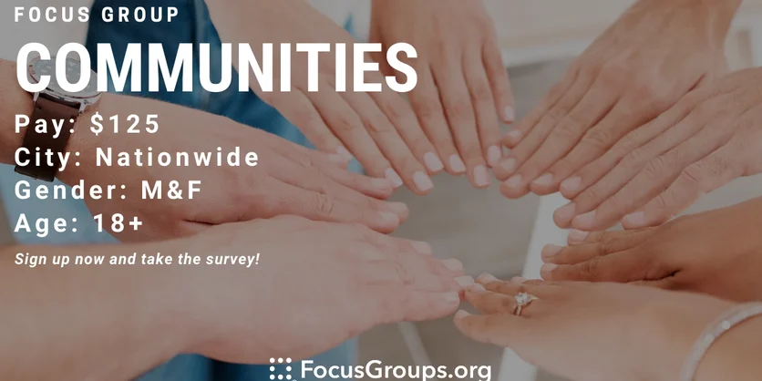 Focus Group on Communities - $125 - 05/16/2023