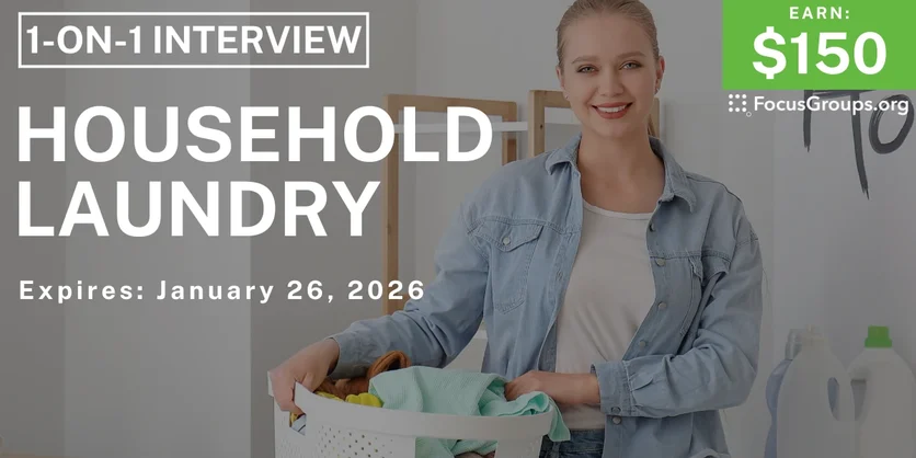 Household Laundry Study in Cincinnati - $150 - $150 - 01/14/2026