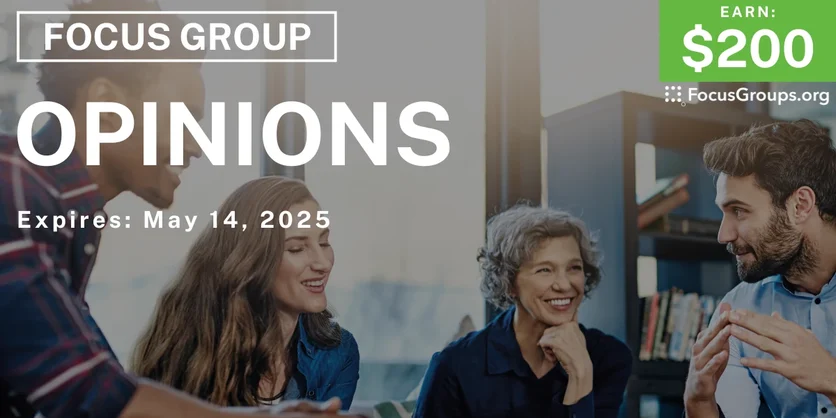 Focus Group in Chicago on Opinions - $200 - 05/12/2025