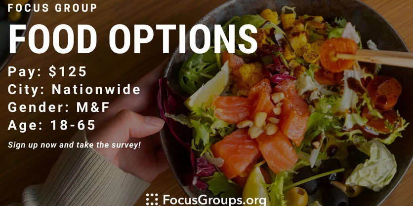 Focus Group on Food Options - $125 - 07/23/2023