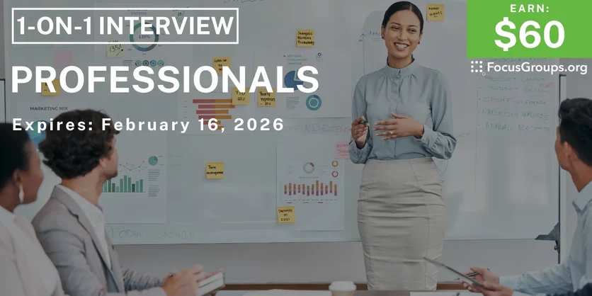 Research Study for Professionals - $60 - $60 - 02/11/2026