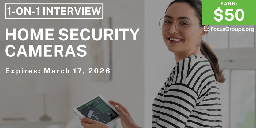 Research Study on Home Security Cameras - $50 - $50 - 03/13/2026